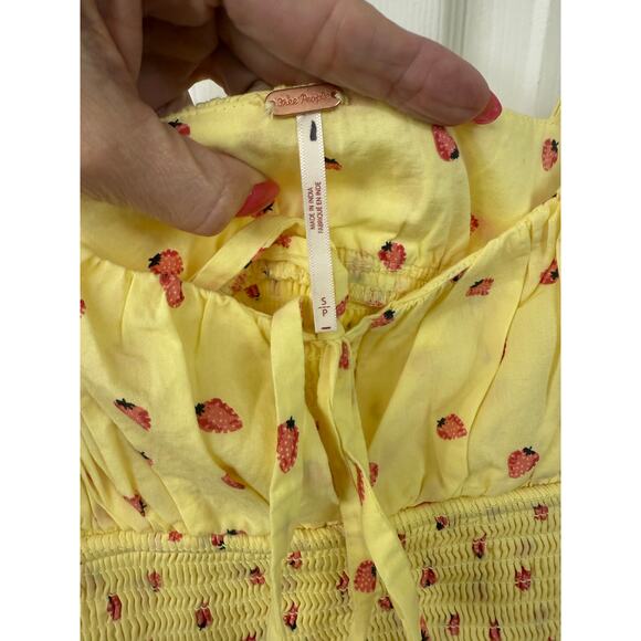 Free People Lavender Daze Dress Small Strawberry Lemon Combo midi yellow New - Picture 6 of 8